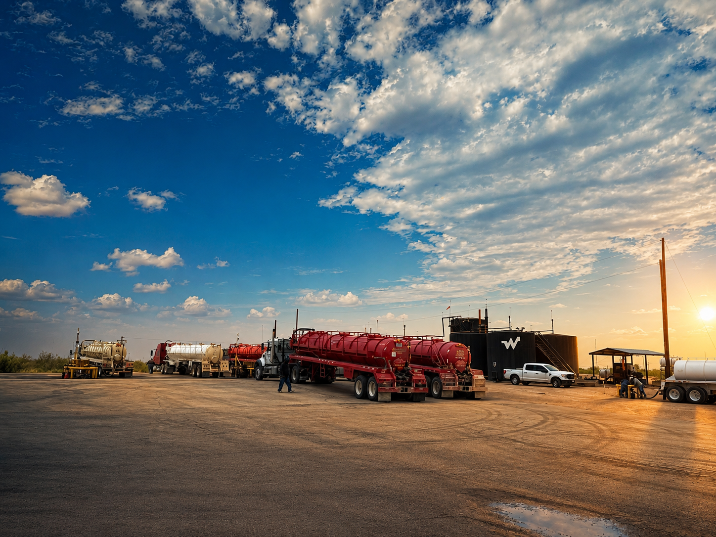 Wilson Systems trucks at a West Texas facility